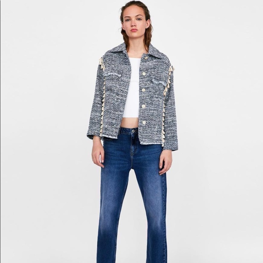 Zara tweed jacket with tassels sz M - Picture 10 of 15
